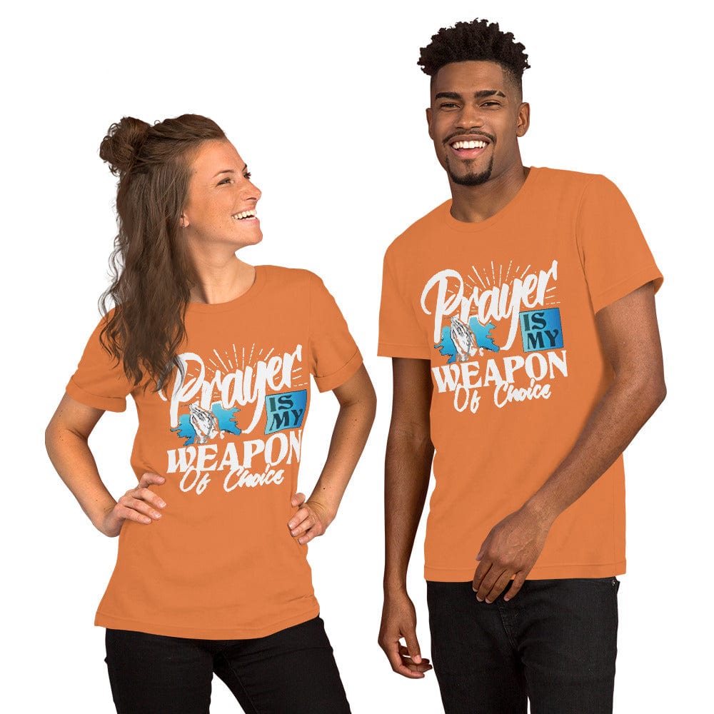 Absolutestacker2 Burnt Orange / XS Prayer is my choice of weapon t-shirt